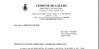 Gallio: convocato per questa sera il consiglio comunale