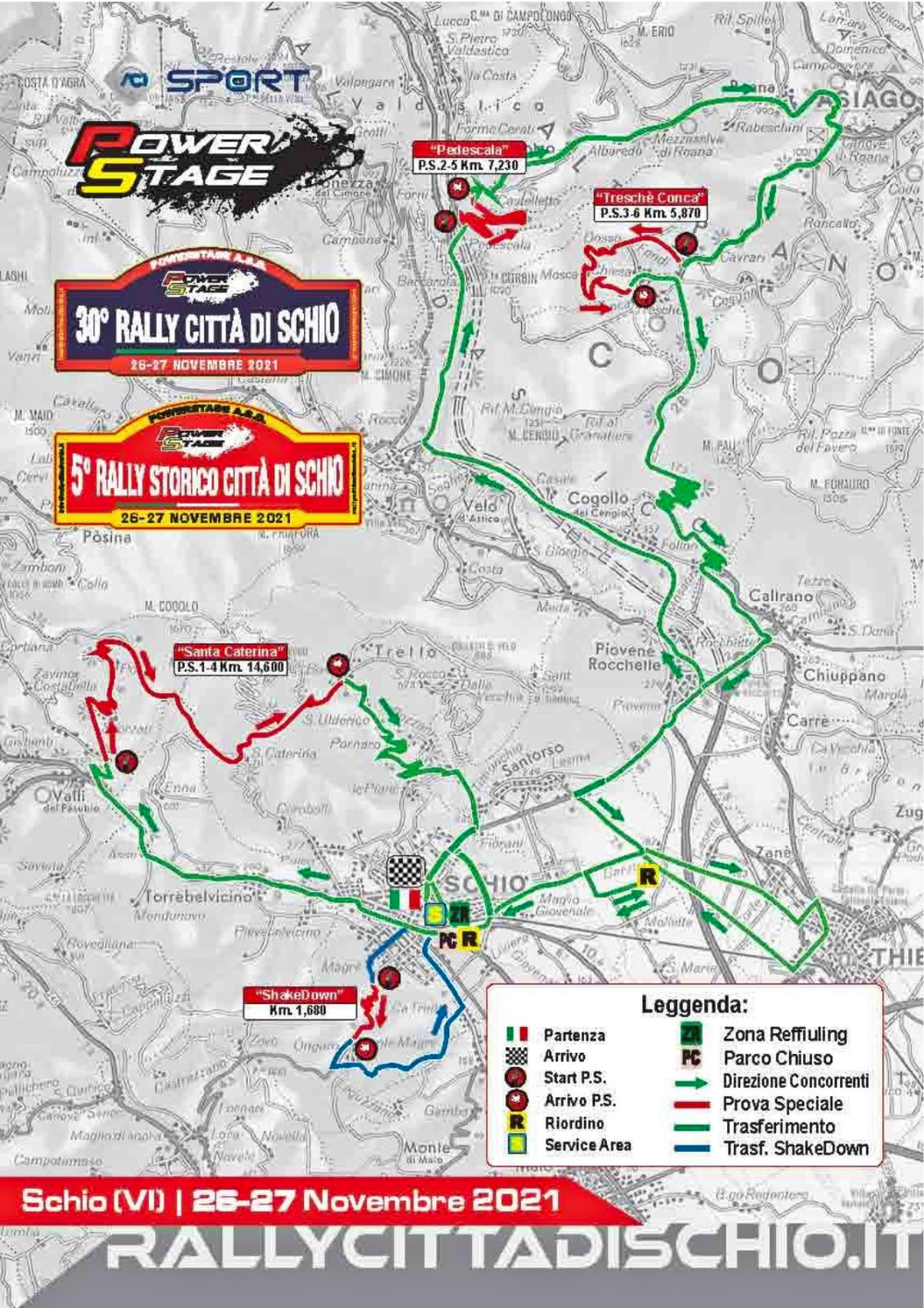 Rally Città di Schio 2021 Mappa prove speciali