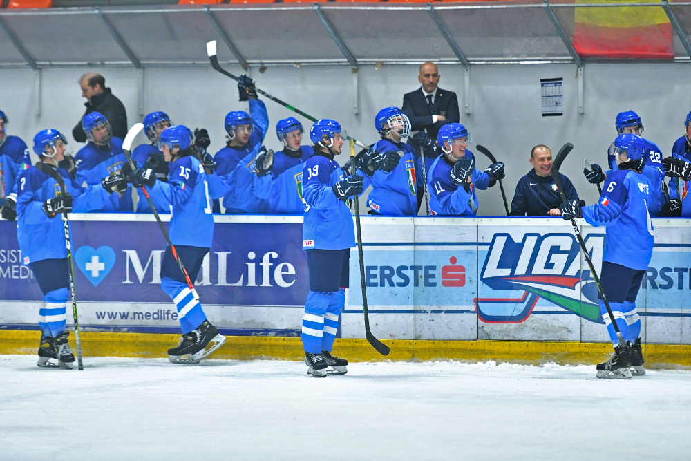 Hockey ghiaccio nazionale Under 20 Mondiali Italia Corea del Sud panchina