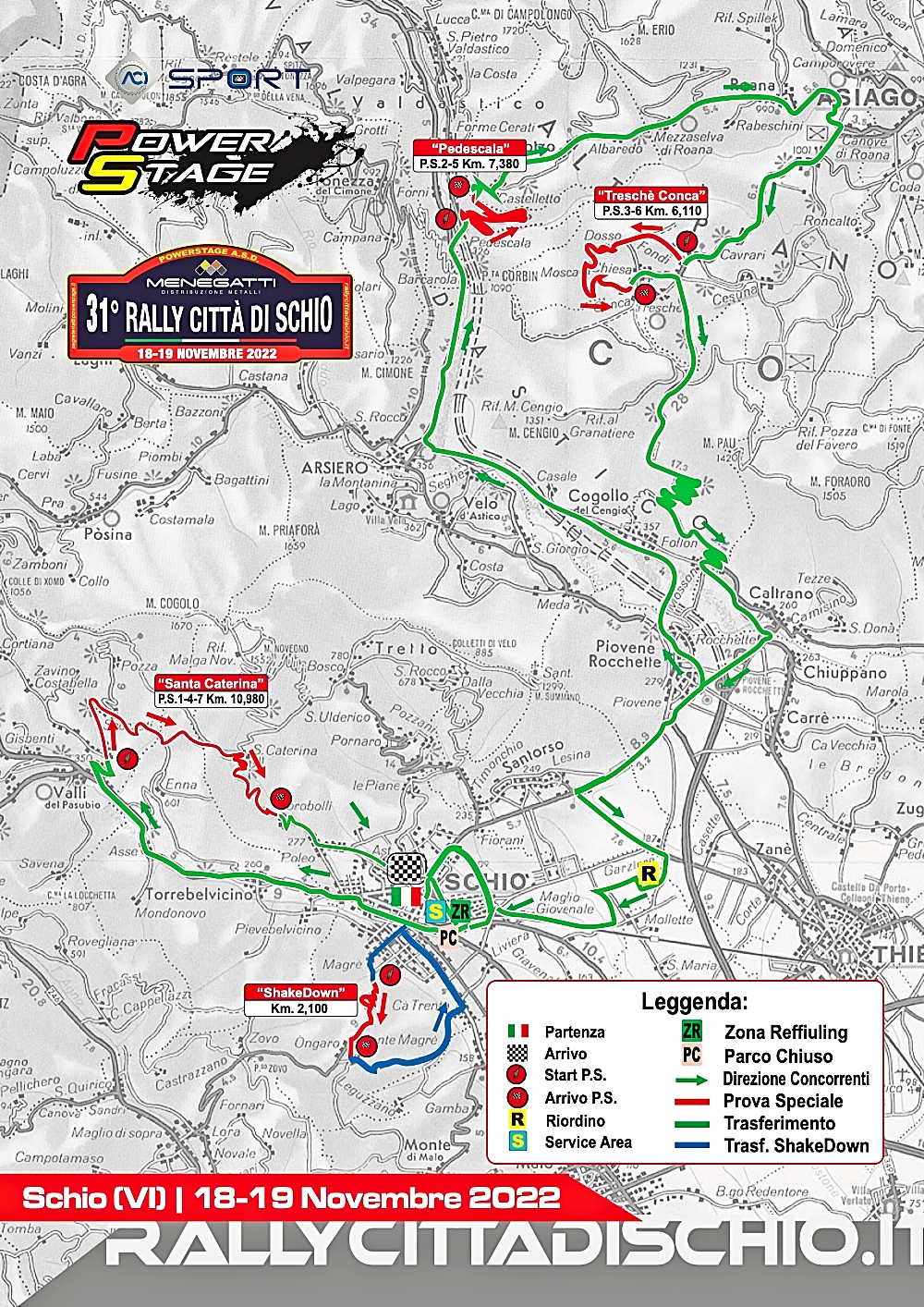 Rally Città di Schio 2022 Mappa prove speciali