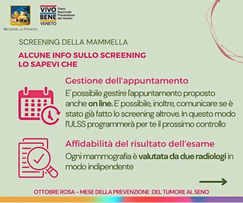 Regione Veneto Vivo Bene progetto Screening donne prevenzione tumore al seno 02