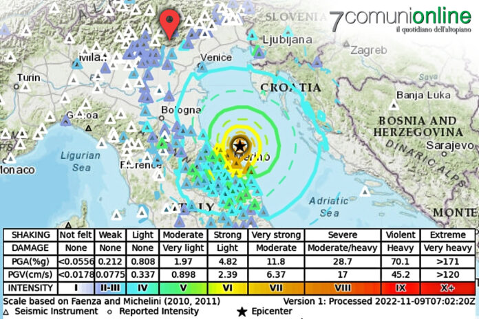 INGV - Scossa terremoto 9 novembre 2022 Marche