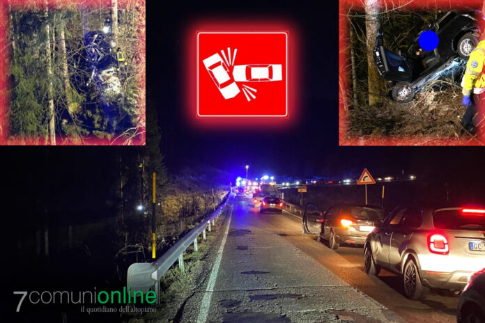 Incidente auto fuori strada strada Boscon Cesuna Canove Comune Roana - 7 dicembre 22 - foto copertina