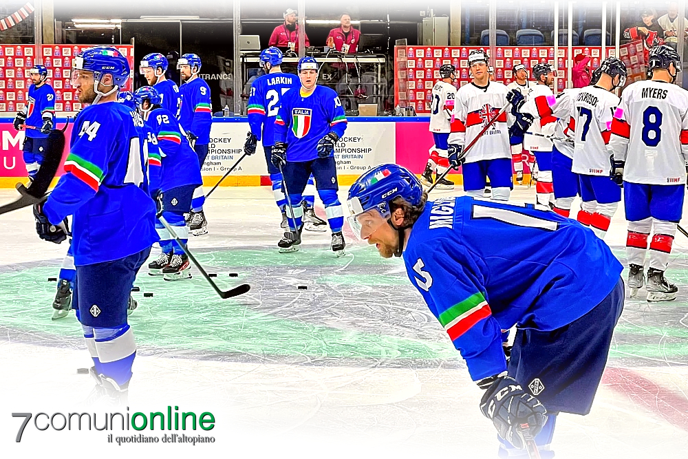 Hockey ghiaccio Italia Mondiali Nottingham Inghilterra 2023 - Gran Bretagna - Enrico Miglioranzi Gregorio Gios